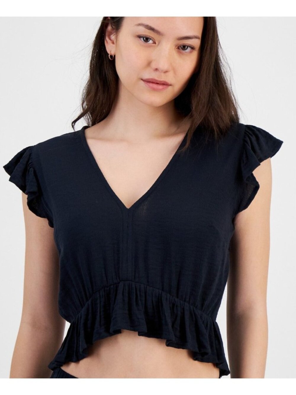 Miken Juniors' Printed Ruffled Cover-Up Top, Black,